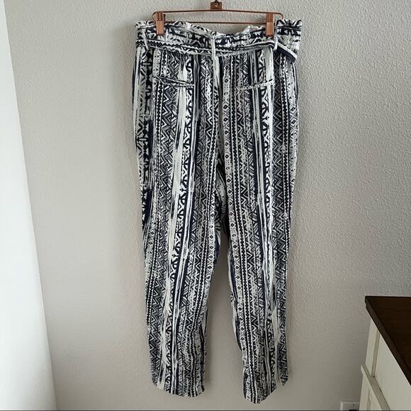 Cali 1856 Los Angeles Paperbag Linen Blend Baja Pants Printed Large - Picture 1 of 16